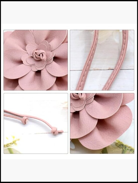 Faux Leather Flower Waist Chain Belt Adjustable Tie Closure Bridal Party